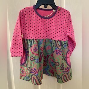 Kite Clothing Girls Pink Green Floral Paisley Organic Dress Size 3-6 Months NWT